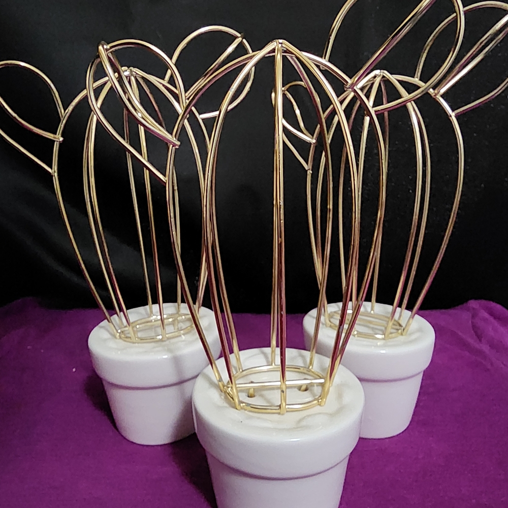 Pier 1 White Ceramic Holders with Gold Clips